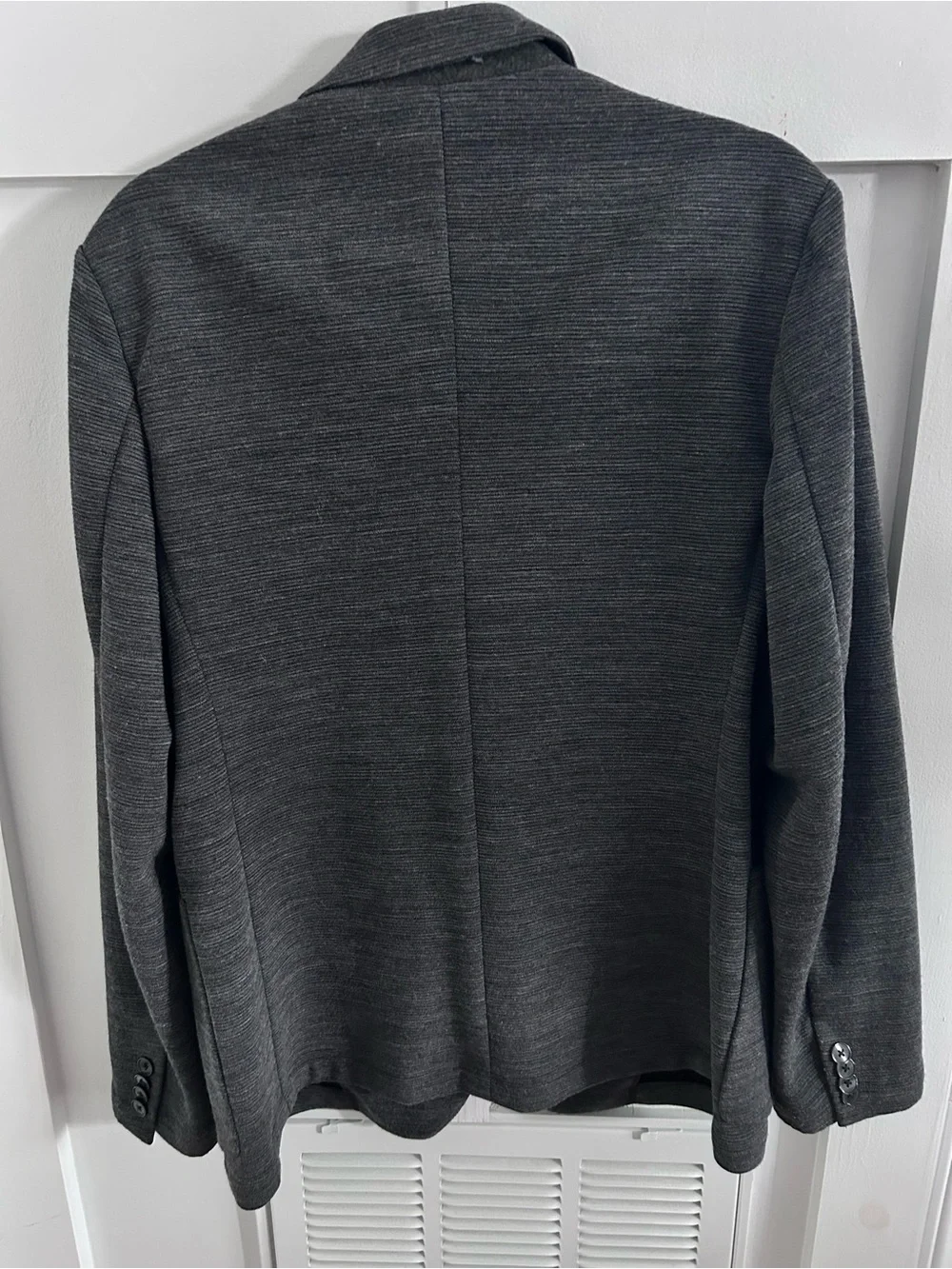 Frank + Oak Men’s 40 Charcoal Gray Wool Blend Textured Knit Blazer